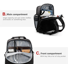 Multi pocket Laptop Backpack with External USB Charging port waterproof and scratch resistant