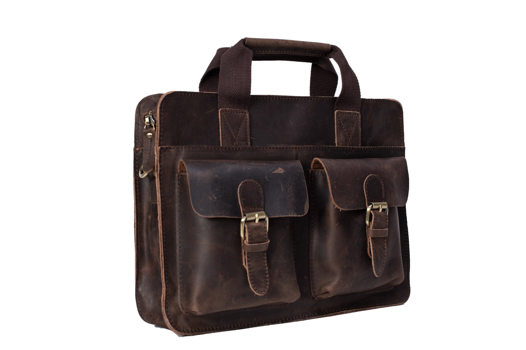 Handcrafted Vintage Style Genuine Leather Mens Briefcase, Messenger Bag, Laptop Bag - itechitrek