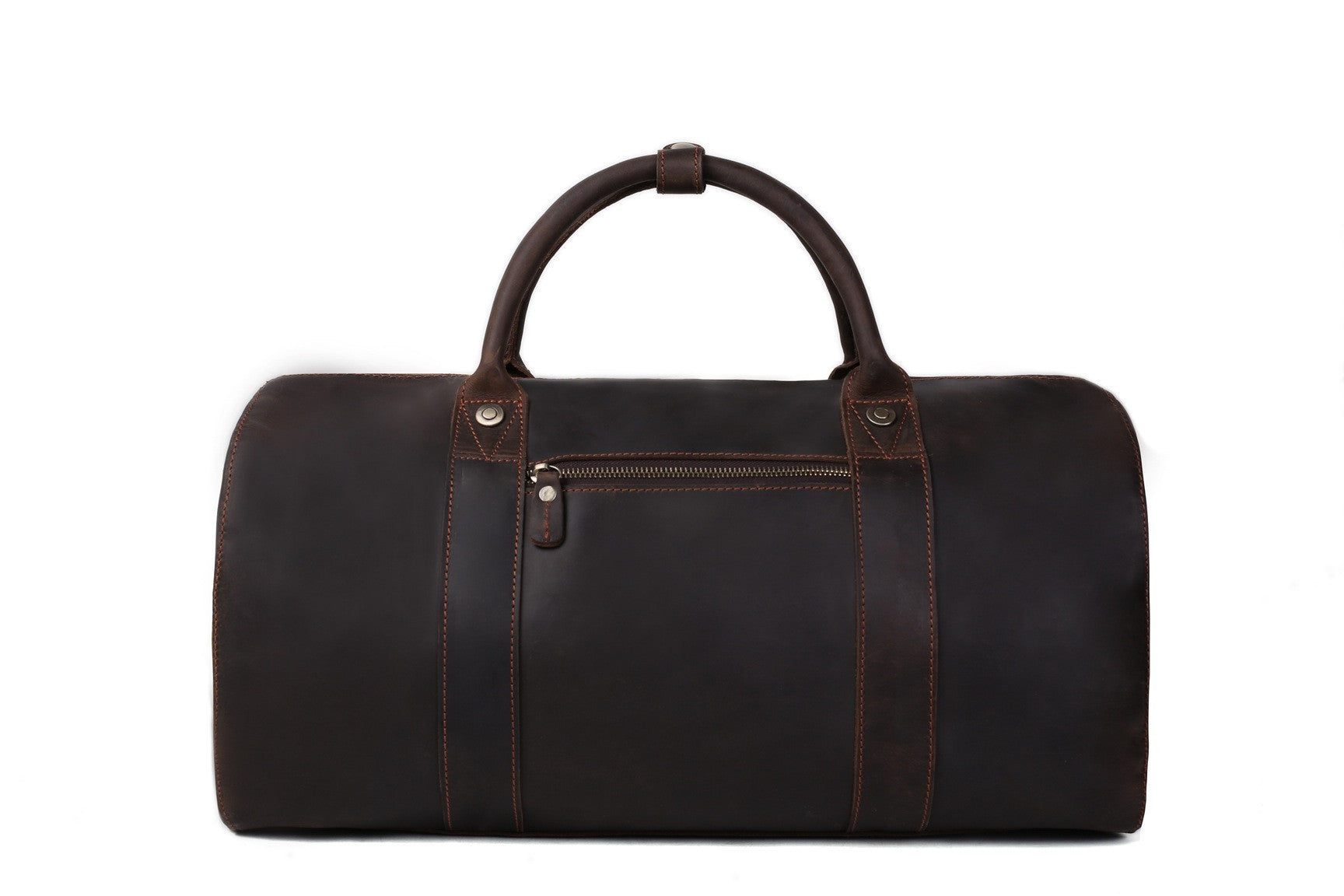 Dark Brown - Light Brown, Leather, Duffle Bag