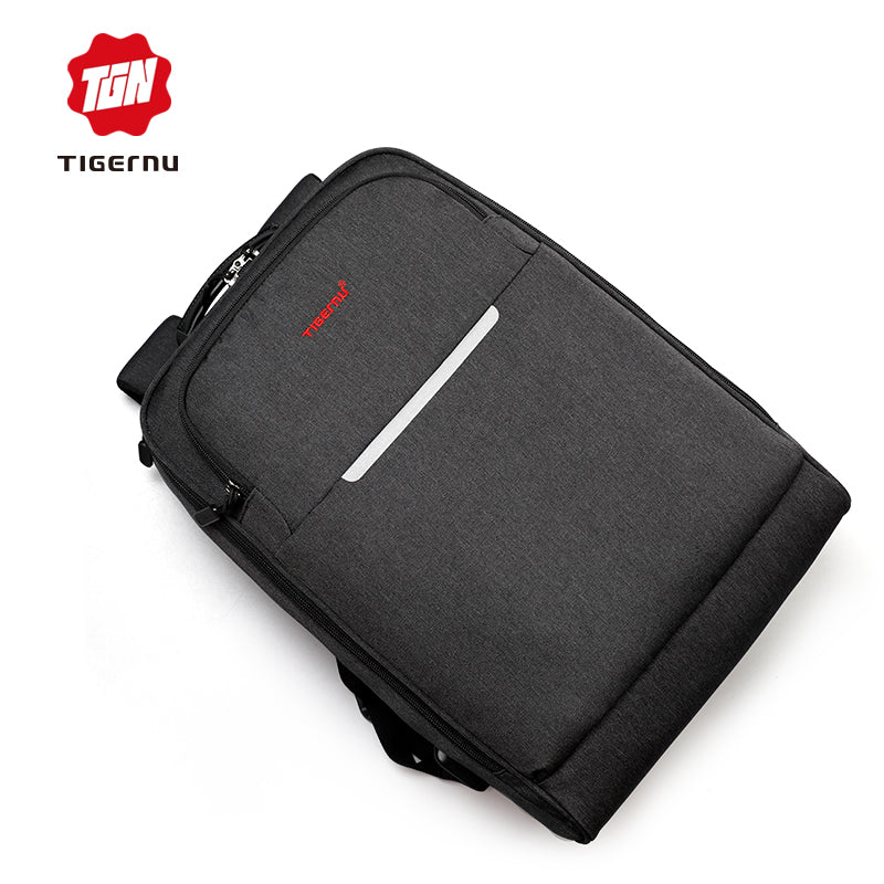STAIN RESISTANT - Water resistant Laptop Backpack with USB external charging port anti-theft zipper
