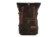 Waxed Canvas and Leather Backpack Casual Backpack Rucksack School Backpack - itechitrek