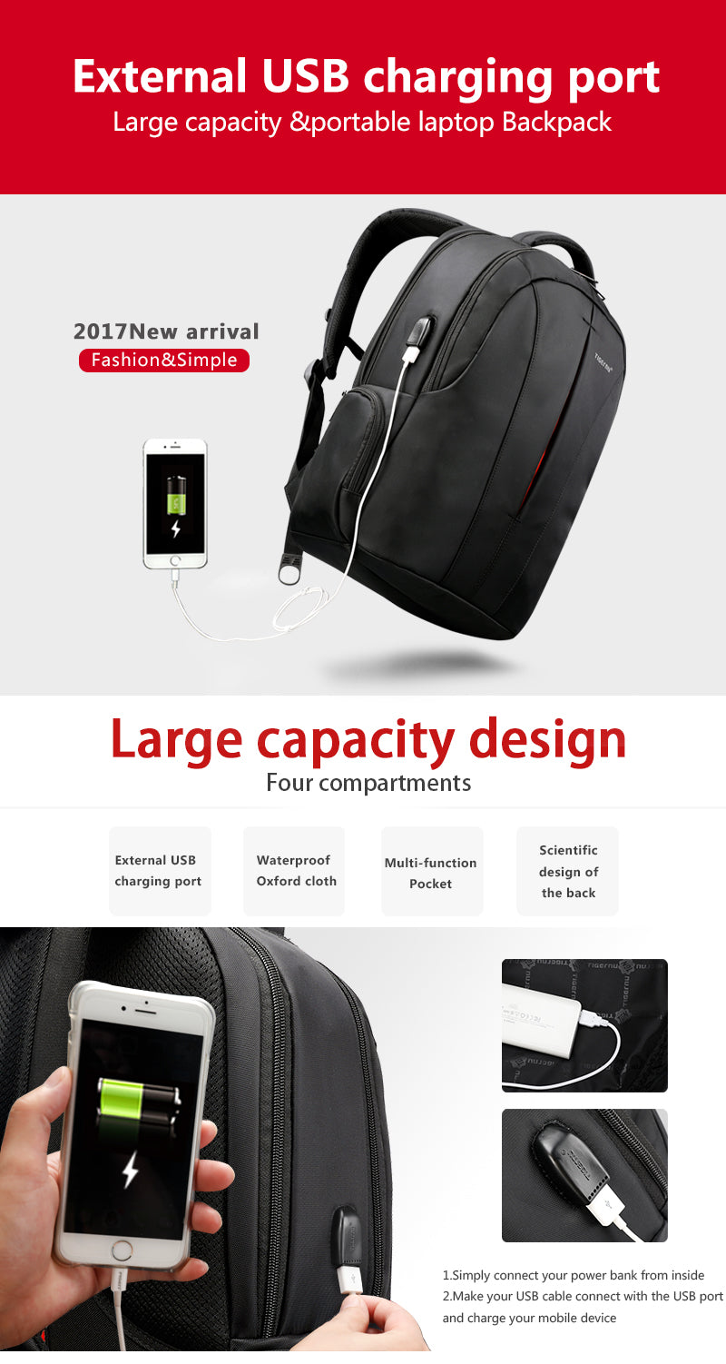 TECH ICON - USB Charging Backpack - Sleek Design