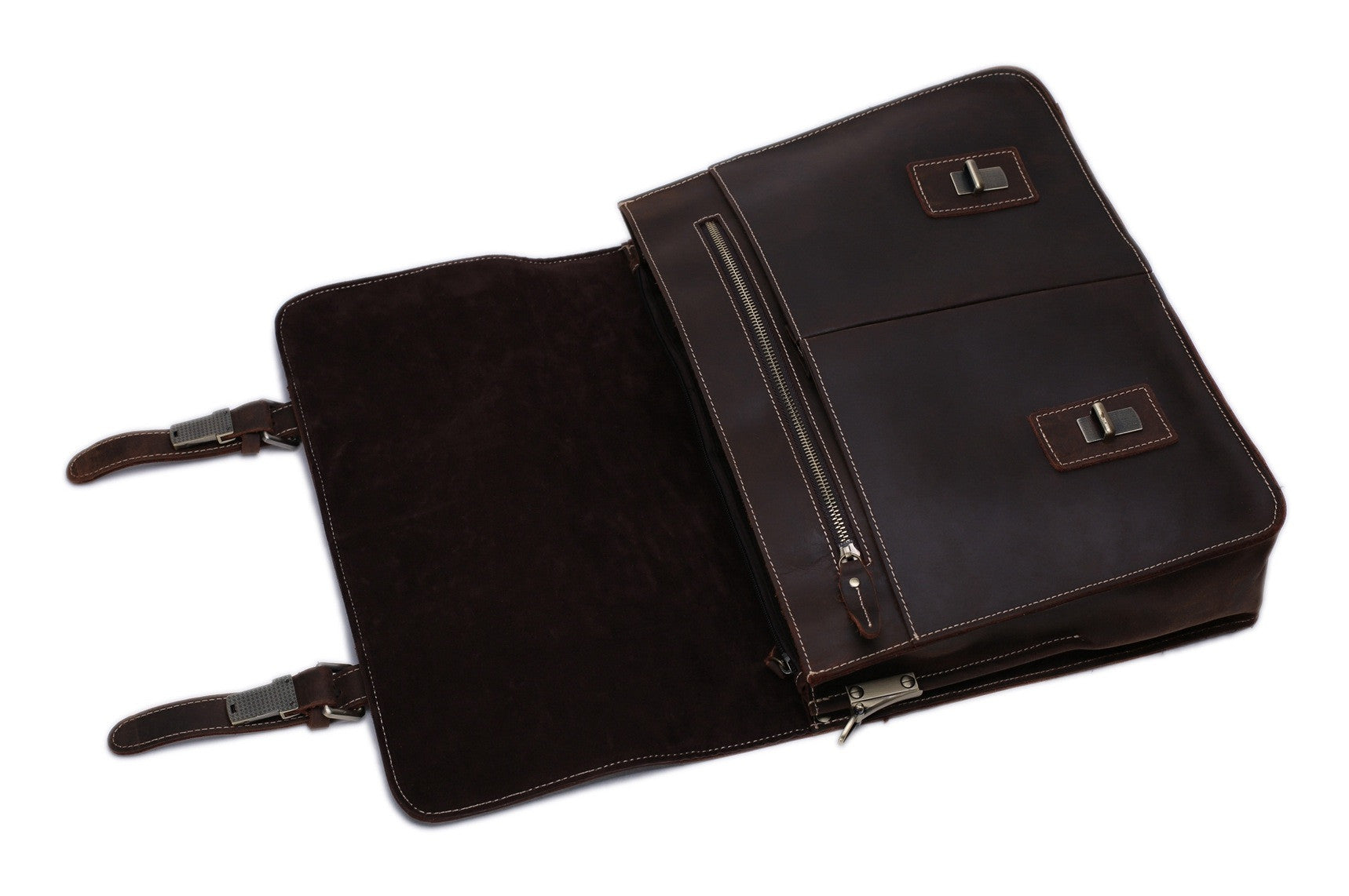 Vintage Style Natural grain Leather Men's Briefcase - itechitrek